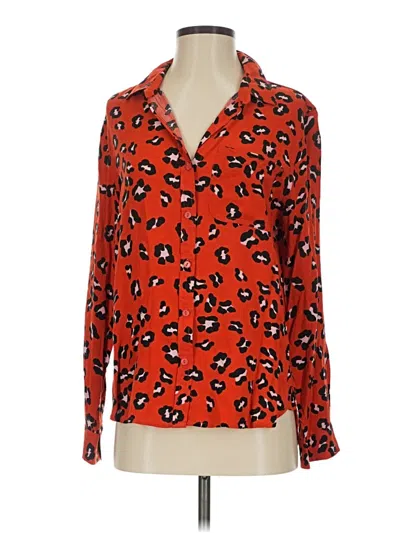 Pre-owned Aqua Long Sleeve Blouse In Orange