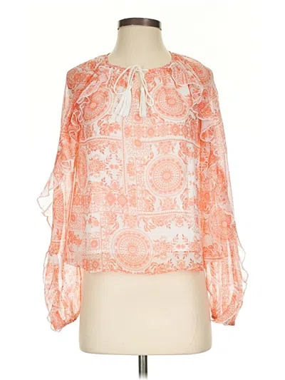 Pre-owned Aqua Long Sleeve Blouse In Orange