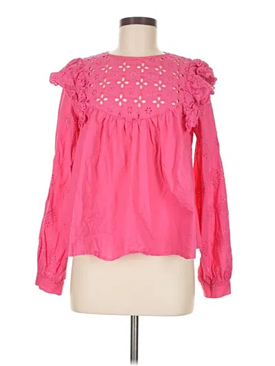 Pre-owned Aqua Long Sleeve Blouse In Pink