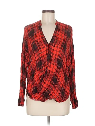 Pre-owned Aqua Long Sleeve Blouse In Red