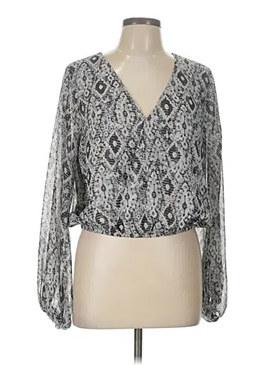 Pre-owned Aqua Long Sleeve Blouse In Silver
