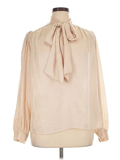Pre-owned Aqua Long Sleeve Blouse In Tan
