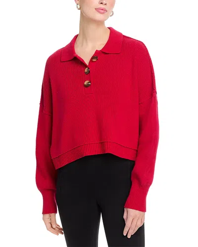 Aqua Long Sleeve Drop Shoulder Sweater - Exclusive In Red