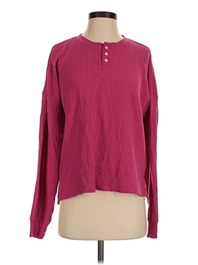 Pre-owned Aqua Long Sleeve Henley Shirt In Burgundy