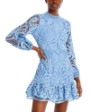 Aqua Long Sleeve Lace Dress - Exclusive In Blue