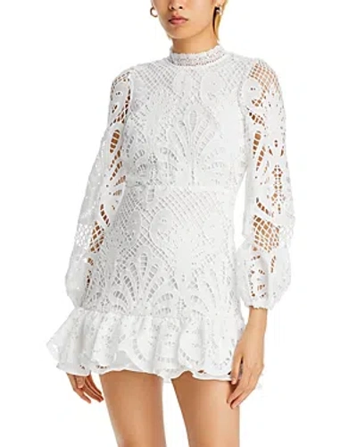 Aqua Long Sleeve Lace Dress - Exclusive In White