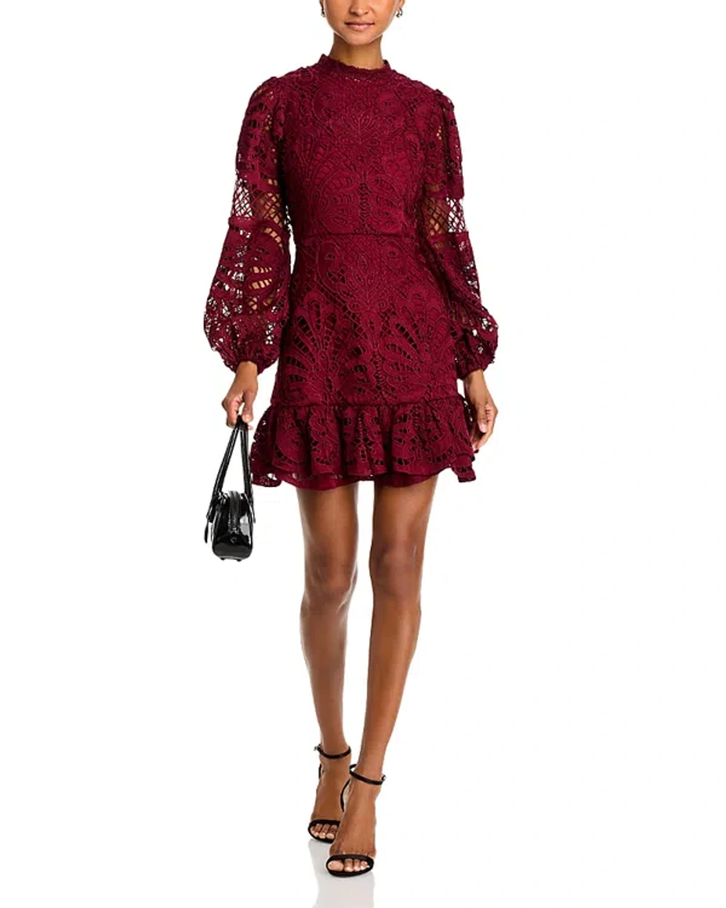 Aqua Long Sleeve Lace Dress - Exclusive In Wine | ModeSens
