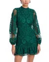 Aqua Long Sleeve Lace Dress - Exclusive In Dark Green