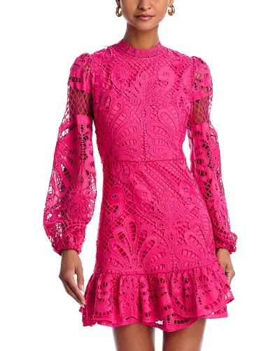 Aqua Long Sleeve Lace Dress - Exclusive In Pink