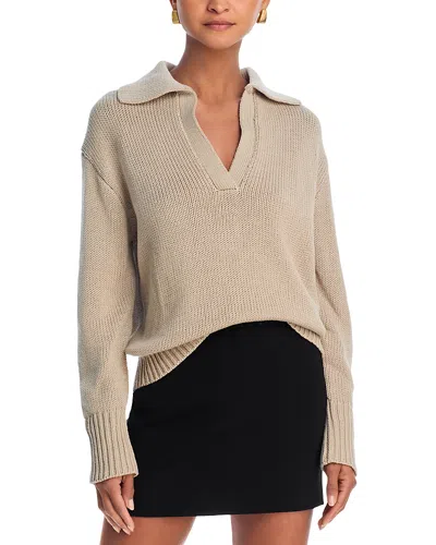 Aqua Long Sleeve Polo Knit Sweater - Exclusive In Cuban Sand