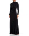 Aqua Long Sleeve Studded Gown - Exclusive In Black