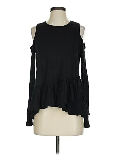 Pre-owned Aqua Long Sleeve Top Black Cold Shoulder Neckline Tops