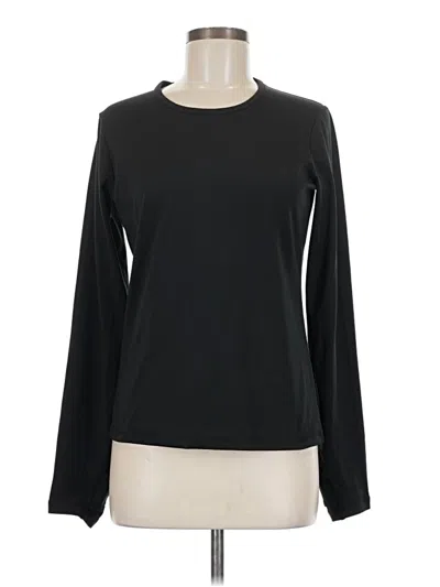 Pre-owned Aqua Long Sleeve Top Black Crew Neck Tops