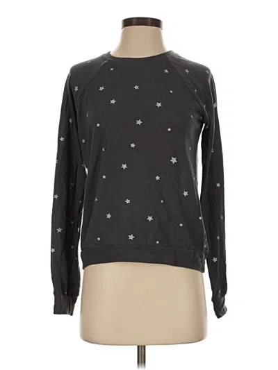 Pre-owned Aqua Long Sleeve Top Black Crew Neck Tops