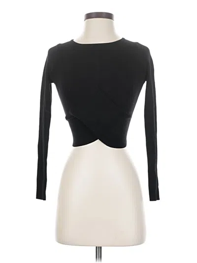 Pre-owned Aqua Long Sleeve Top Black Keyhole Neckline Tops