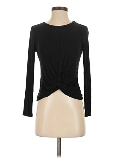 Pre-owned Aqua Long Sleeve Top Black Keyhole Neckline Tops
