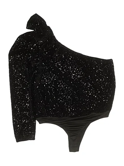 Pre-owned Aqua Long Sleeve Top Black One Shoulder Neckline Tops