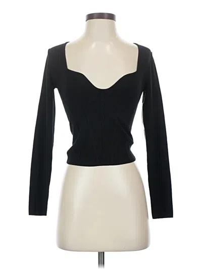 Aqua Long Sleeve Top Black Sweetheart Neckline Tops