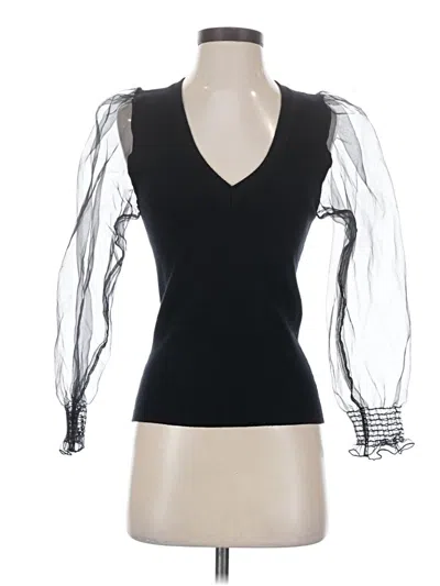 Pre-owned Aqua Long Sleeve Top Black Sweetheart Neckline Tops