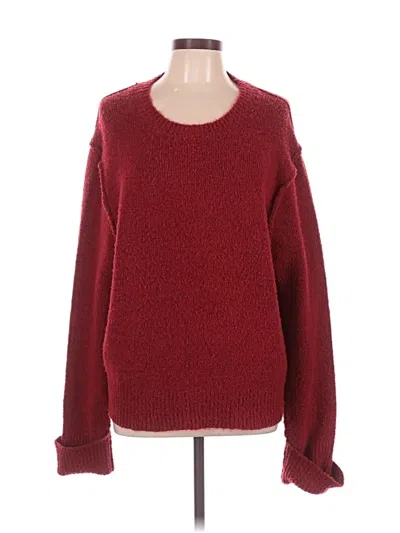 Pre-owned Aqua Long Sleeve Top Burgundy Crew Neck Tops