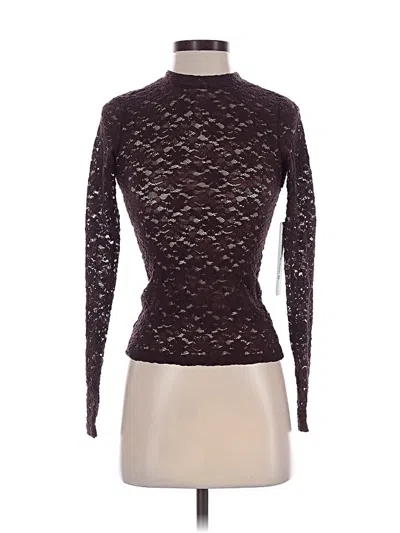 Aqua Long Sleeve Top Burgundy Turtleneck Tops In Brown