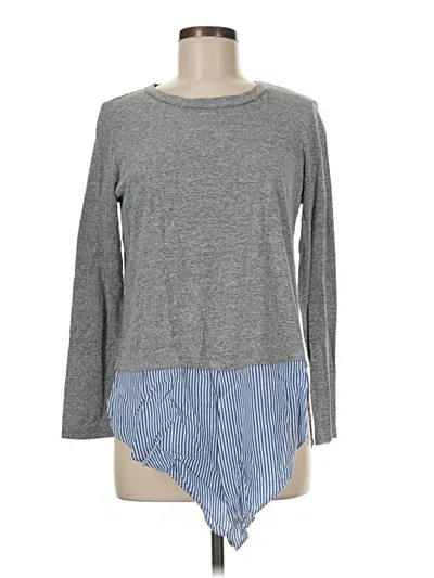 Pre-owned Aqua Long Sleeve Top Gray Crew Neck Tops