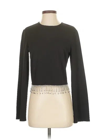 Aqua Long Sleeve Top Gray Mock Neckline Tops In Multi