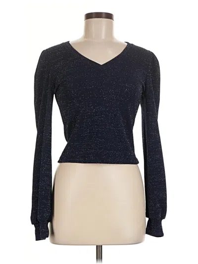 Pre-owned Aqua Long Sleeve Top Gray Sweetheart Neckline Tops