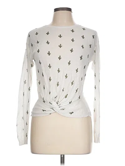 Pre-owned Aqua Long Sleeve Top Ivory Crew Neck Tops