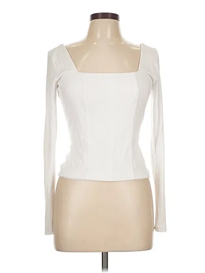 Pre-owned Aqua Long Sleeve Top Ivory Square Neckline Tops