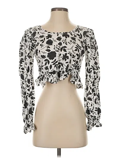 Pre-owned Aqua Long Sleeve Top Ivory Sweetheart Neckline Tops