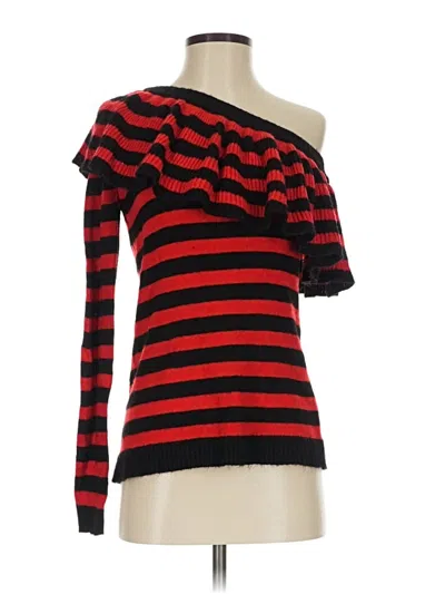 Pre-owned Aqua Long Sleeve Top Red One Shoulder Neckline Tops