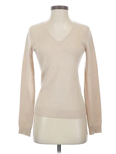 Pre-owned Aqua Long Sleeve Top Tan V-neck Tops