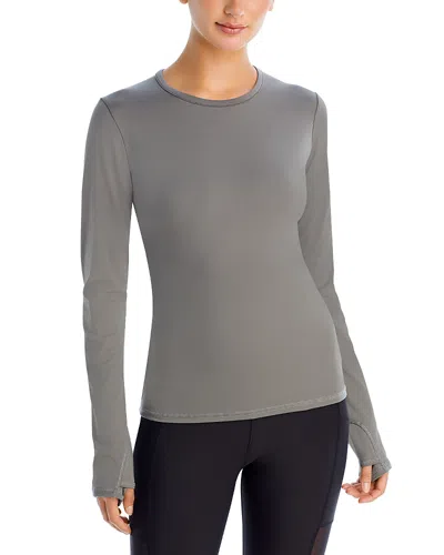 Aqua Long Sleeve Yoga Top With Thumbholes - 100% Exclusive In Gunmetal