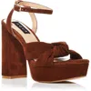 AQUA LORY WOMENS PLATFORM ANKLE STRAP BLOCK HEELS