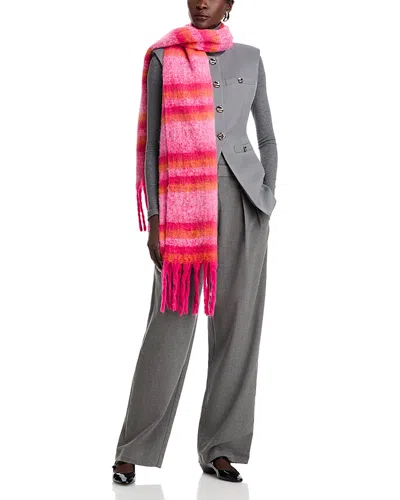 Aqua Lulla Stripe Monochrome Chunky Tassel Scarf In Pink