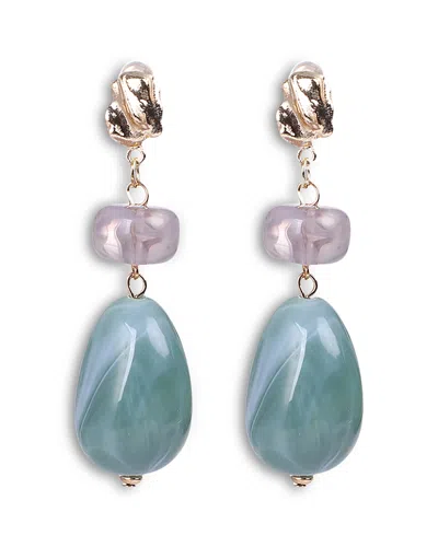 Aqua Marbled Stone Drop Earrings - Exclusive In Gold