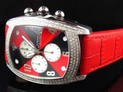 Pre-owned Aqua Master Joe Rodeo Red Black W 42 Bubble Genuine Diamond Watch 2.5 Ct