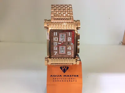 Pre-owned Aqua Master Men  Jojo Jojino Joe Rodeo Rose Metal Band 41mm Diamond Watch W330
