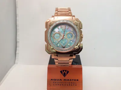 Pre-owned Aqua Master Men  Jojo Jojino Joe Rodeo Rose Metal Band 45mm Diamond Watch W355