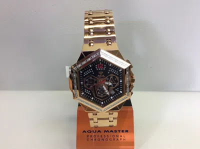 Pre-owned Aqua Master Men  Jojo Jojino Joe Rodeo Rose Metal Band 48mm Diamond Watch W356-6