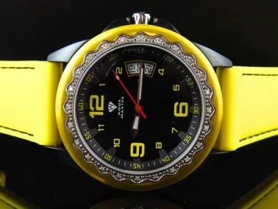 Pre-owned Aqua Master Mens  Sports Black Yellow Two Tone Diamond Watch 43mm W334 0.25 Ct