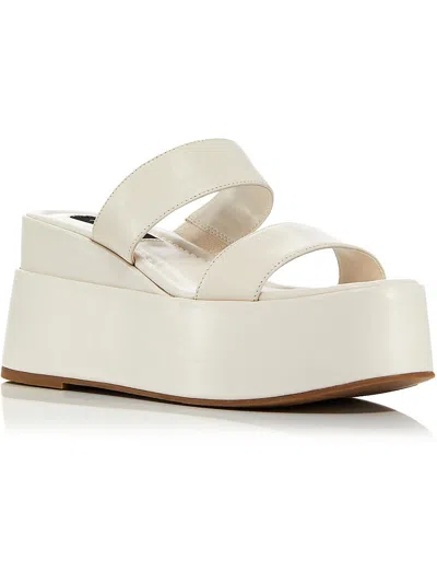 Aqua Maxy Womens Leather Slip On Flatform Sandals In Multi