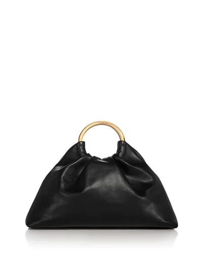 Aqua Medium Hoop Handle Evening Bag - Exclusive In Black