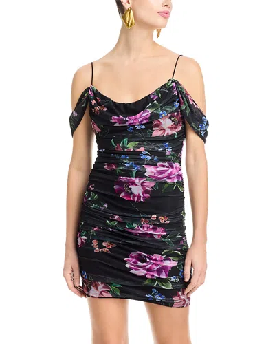 Aqua Mesh Floral Dress - Exclusive In Black