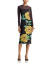 Aqua Mesh Floral Midi Dress - Exclusive In Multi