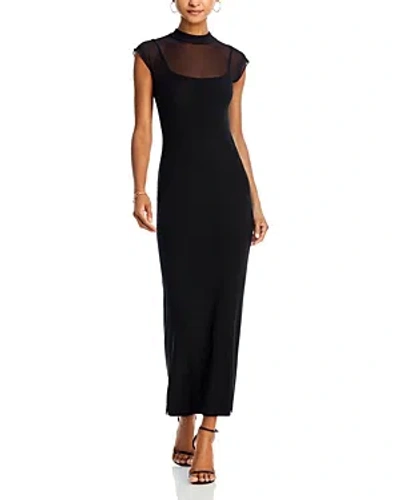 Aqua Mesh Mock Neck Maxi Dress - 100% Exclusive In Black