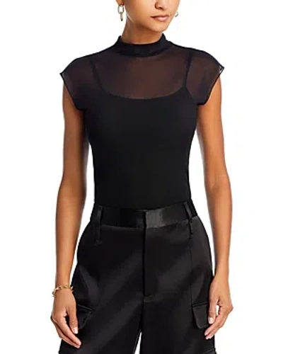 Aqua Mesh Mock Neck Top - 100% Exclusive In Black