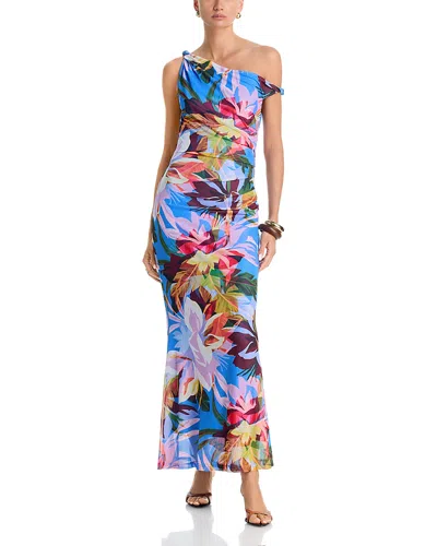 Aqua Mesh Strapless Maxi Dress - Exclusive In Blue