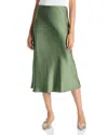 Aqua Midi Satin Slip Skirt - Exclusive In Green